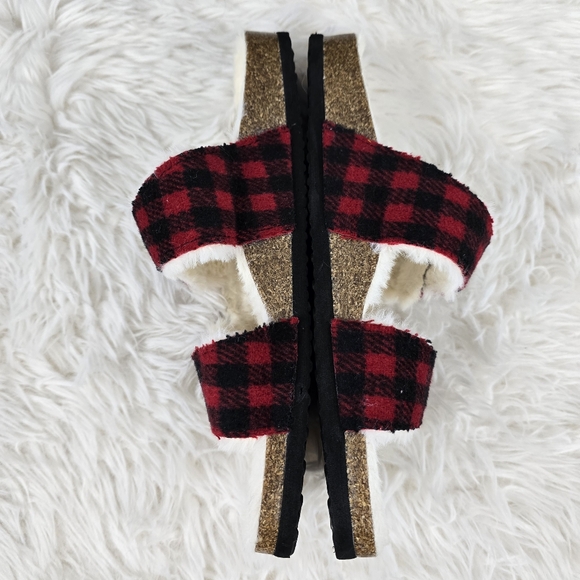 Madden Girl Plaid Faux Fur Slide Sandals - Picture 8 of 13
